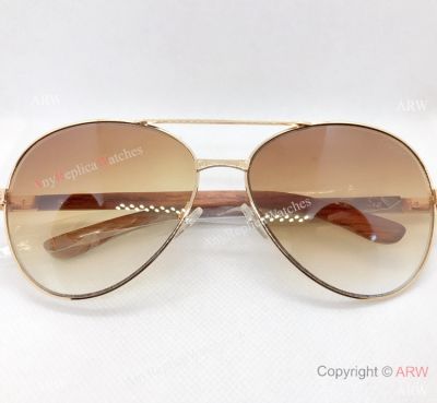 Fashion Cartier Sunglasses - Gold Frame Wood Leg